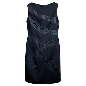 Marina Faux Leather Panel Sleeveless Cocktail Dress Career Art Wear Black Size 6